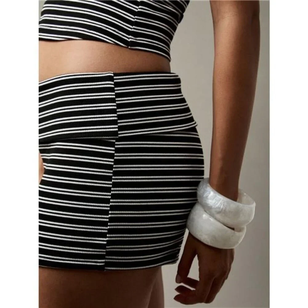Striped Cropped Cami and Shorts Set
